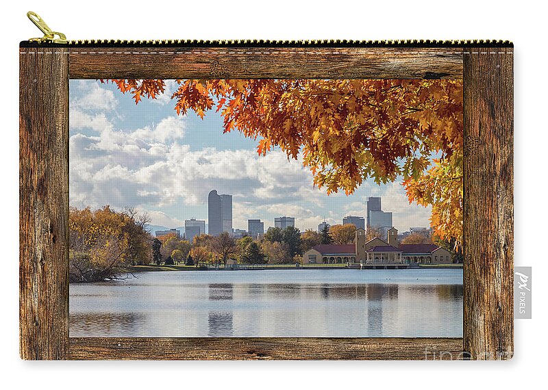 Windows Zip Pouch featuring the photograph Denver City Skyline Barn Window View by James BO Insogna