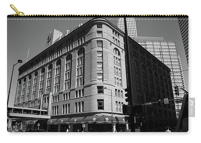 America Zip Pouch featuring the photograph Denver Downtown BW by Frank Romeo