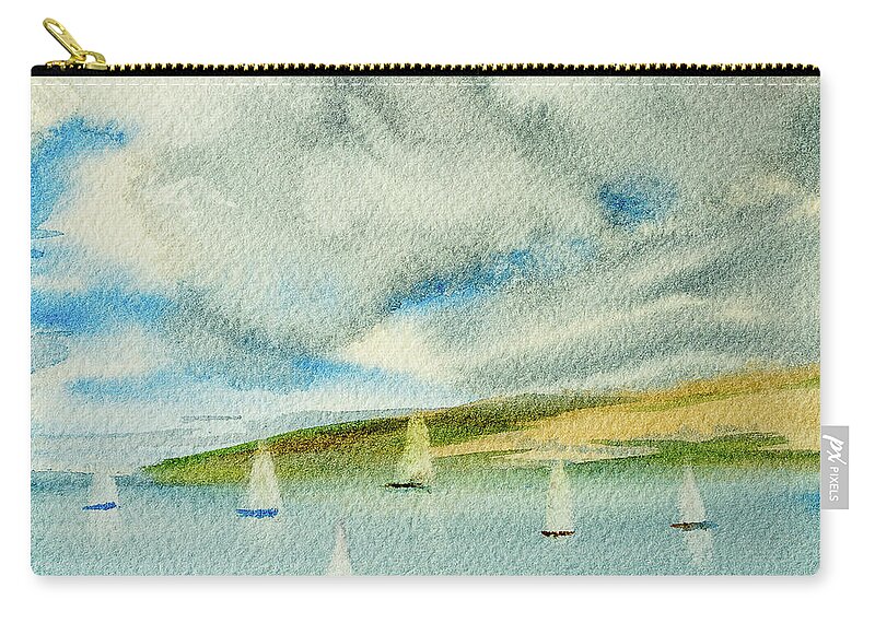 Afternoon Zip Pouch featuring the painting Dark Clouds Threaten Derwent River Sailing Fleet by Dorothy Darden