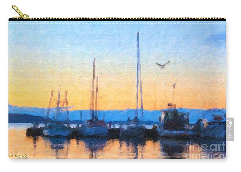 Derwent Zip Pouch featuring the painting Derwent River Sunset by Chris Armytage