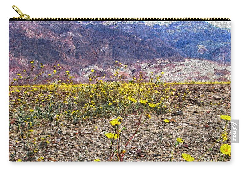 Landscape Zip Pouch featuring the digital art Desert Gold by Stephanie Grant