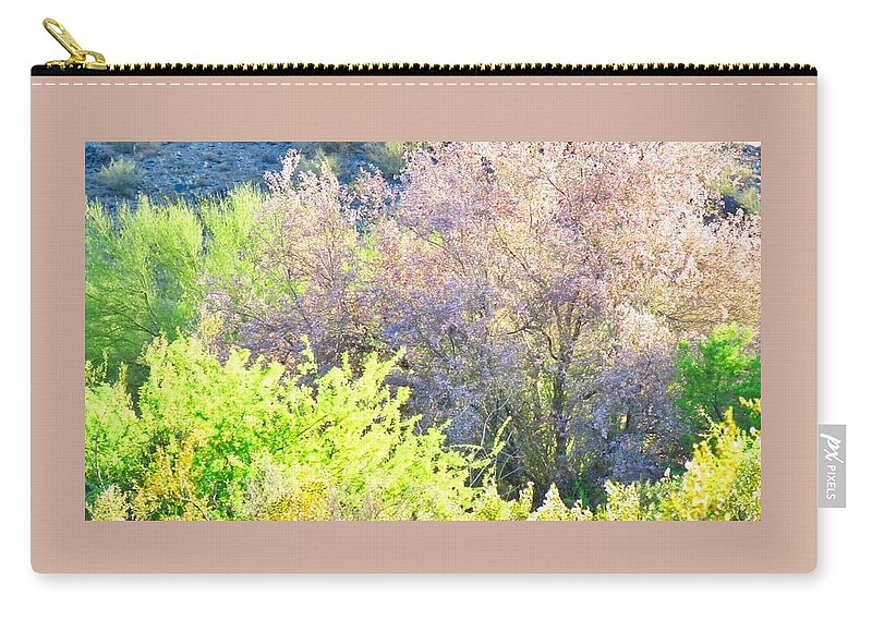  Arizona Zip Pouch featuring the photograph Desert Ironwood Tree in Bloom by Judy Kennedy