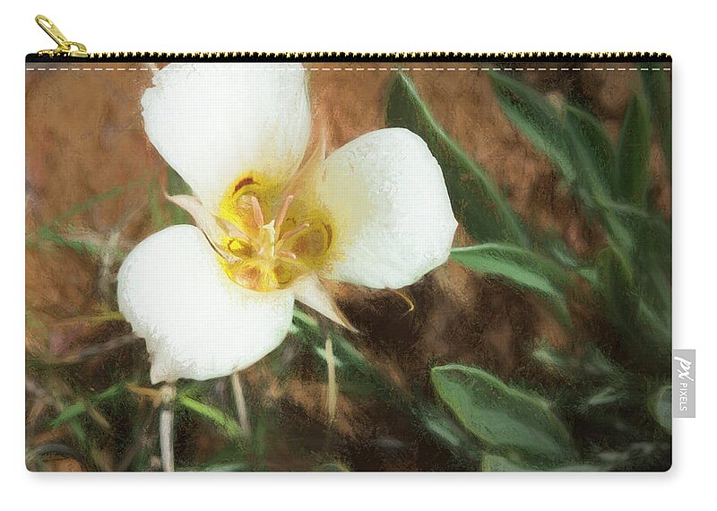 Flowers Zip Pouch featuring the painting Desert Mariposa Lily by Penny Lisowski