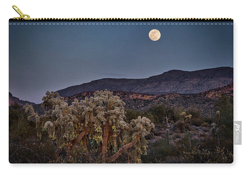 Blue Moon Zip Pouch featuring the photograph Desert Moonlight by Saija Lehtonen