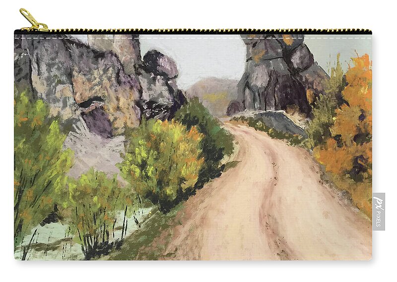 Pastel Carry-all Pouch featuring the pastel Desert Road by Gerry Delongchamp