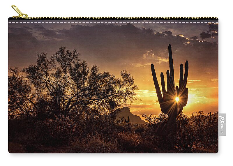 Saguaro Sunset Zip Pouch featuring the photograph Desert Skylight by Saija Lehtonen
