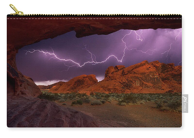 Red Rocks Zip Pouch featuring the photograph Desert Storm by Darren White