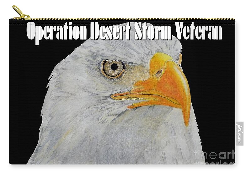 Desert Zip Pouch featuring the drawing Desert Storm Eagle by Bill Richards