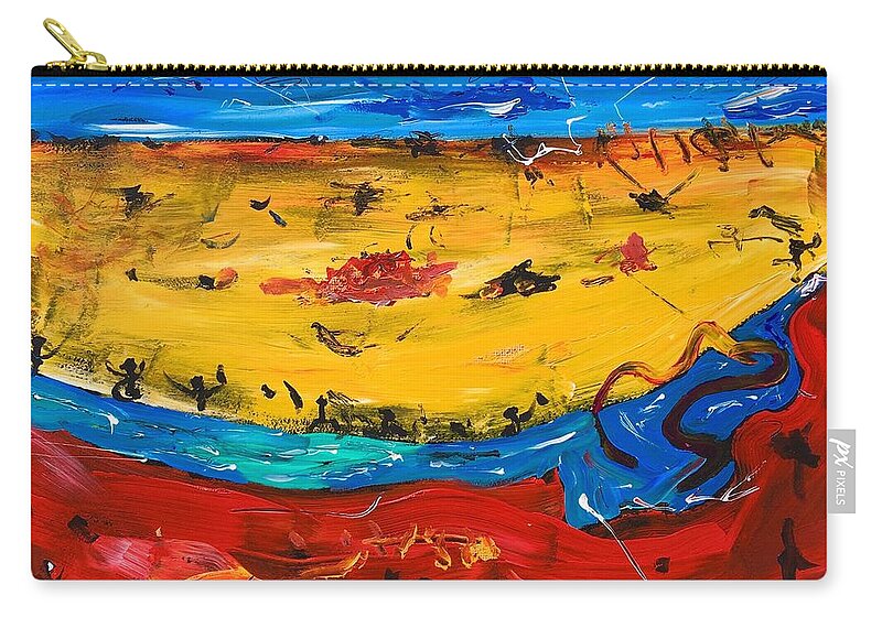 Desert Landscape Zip Pouch featuring the painting Desert stream by Neal Barbosa