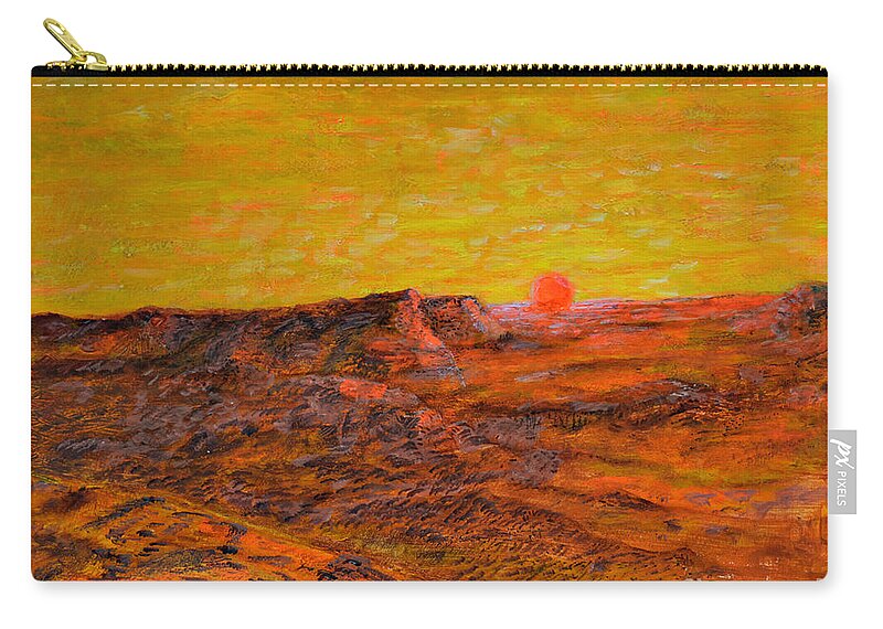 Desert Sunset Zip Pouch featuring the painting Desert Sunset by Richard Wandell
