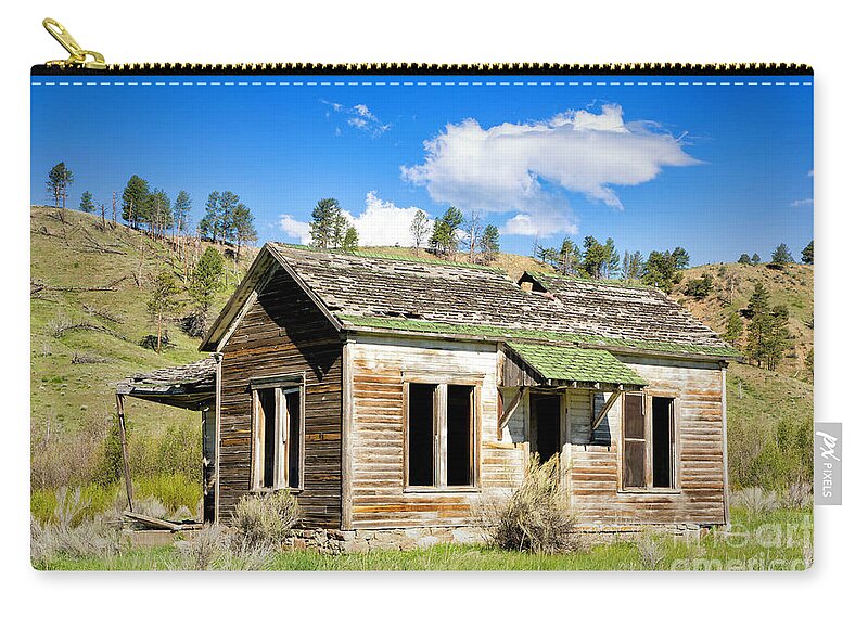  Shed Zip Pouch featuring the photograph Deserted Colorado Cabin by Timothy Hacker