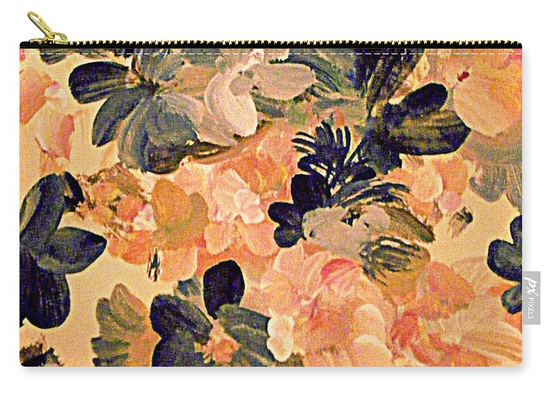 Gouache Abstract Flower Painting Zip Pouch featuring the painting Designing Flowers by Nancy Kane Chapman