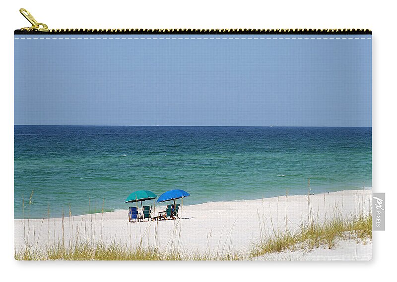 Ocean Zip Pouch featuring the photograph Destin Beach by Karen Adams
