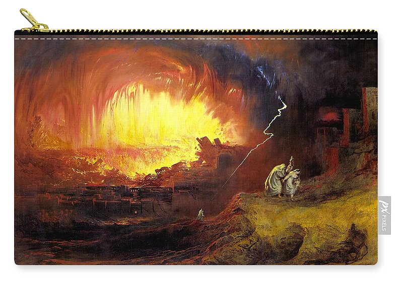 Sodom Zip Pouch featuring the painting Destruction of Sodom and Gommorah by John Martin