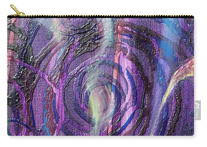 Psychedelic Zip Pouch featuring the painting Detail from Annuciation by Anne Cameron Cutri