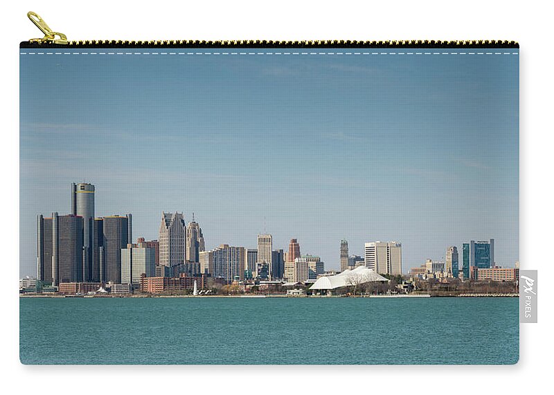 Detroit Zip Pouch featuring the photograph Detroit Skyline by Steve L'Italien
