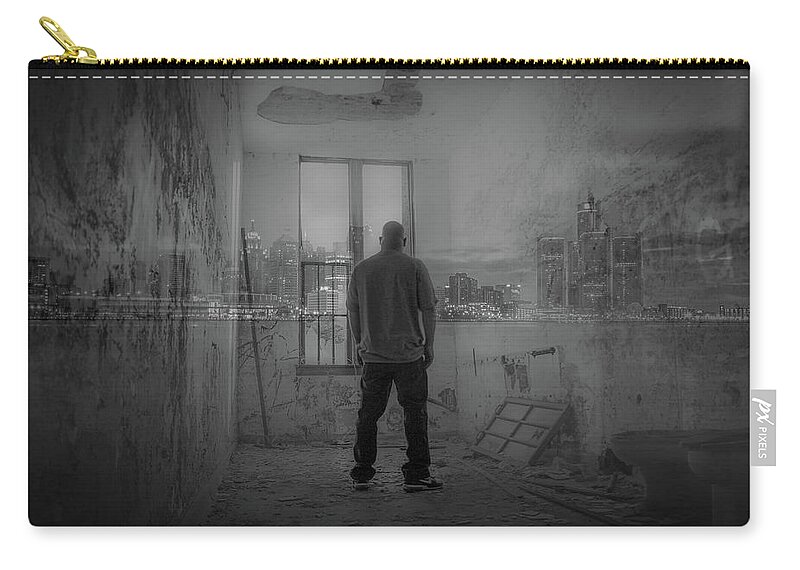 Detroit Zip Pouch featuring the photograph Detroit Dreaming by Pravin Sitaraman