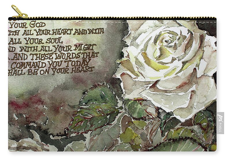 Deuteronomy Zip Pouch featuring the painting Deuteronomy 6 by Mindy Newman