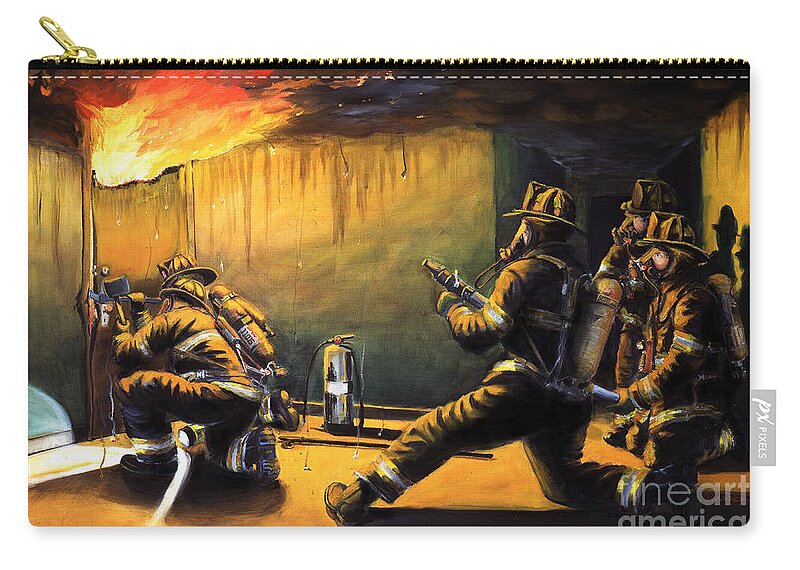 Firefighting Zip Pouch featuring the painting Devil's Doorway II by Paul Walsh
