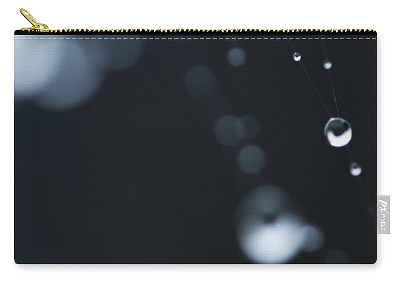 Dew Zip Pouch featuring the photograph Dewdrops on cobweb 004 by Clayton Bastiani