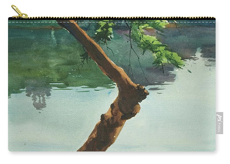 Lake Zip Pouch featuring the painting Dhanmondi Lake 03 by Helal Uddin