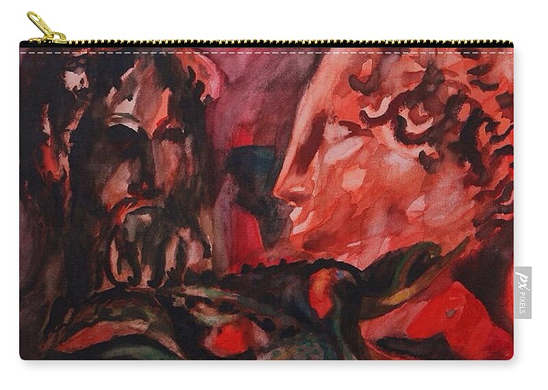 Ancient Greece Zip Pouch featuring the painting Dialogo Silenzioso by Enrico Garff