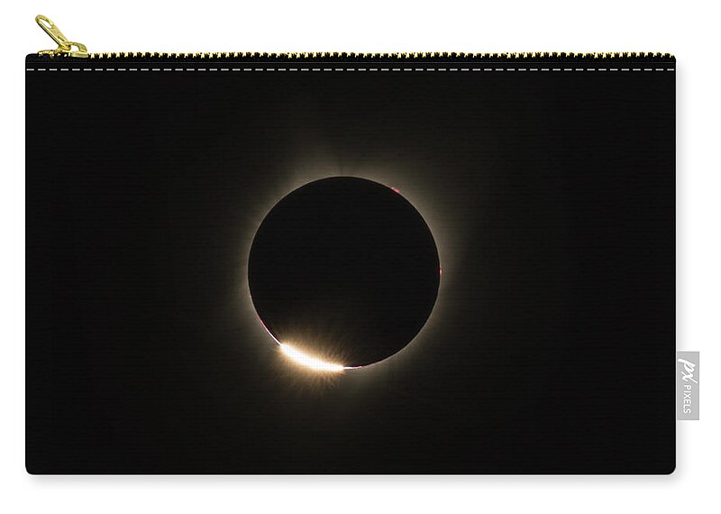Eclipse Zip Pouch featuring the photograph Diamond Ring Eclipse by Don Hoekwater Photography