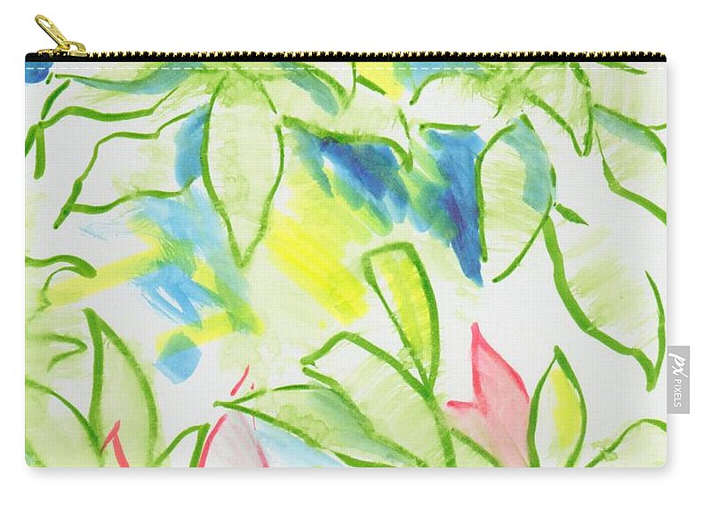Different Coloured Zip Pouch featuring the painting Different Coloured Hydrangea Leaves - Green Red Yellow by Mike Jory