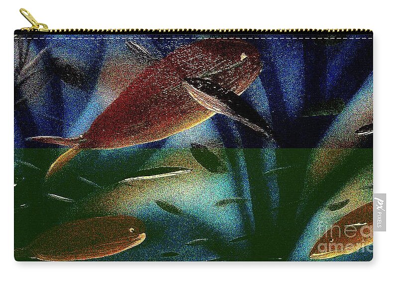 Abstract Fish Ocean Beach Zip Pouch featuring the mixed media Digi Reef by James and Donna Daugherty