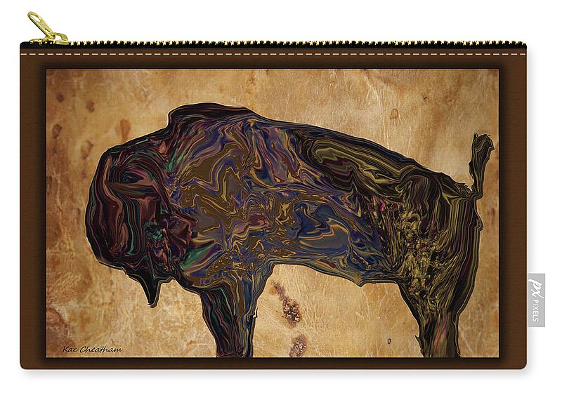 Bison Carry-all Pouch featuring the digital art Montana Bison by Kae Cheatham