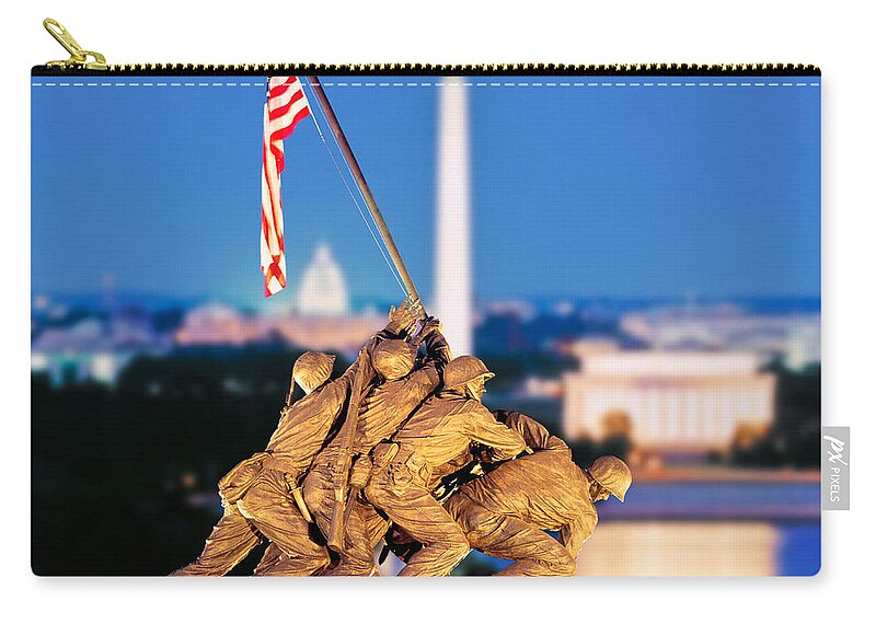 Photography Zip Pouch featuring the photograph Digital Composite, Iwo Jima Memorial by Panoramic Images