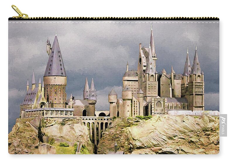 Harry Potter Zip Pouch featuring the digital art Digital Hogwarts School by Roy Pedersen