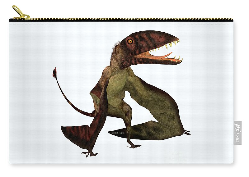 Dimorphodon Zip Pouch featuring the painting Dimorphodon Pterosaur by Corey Ford