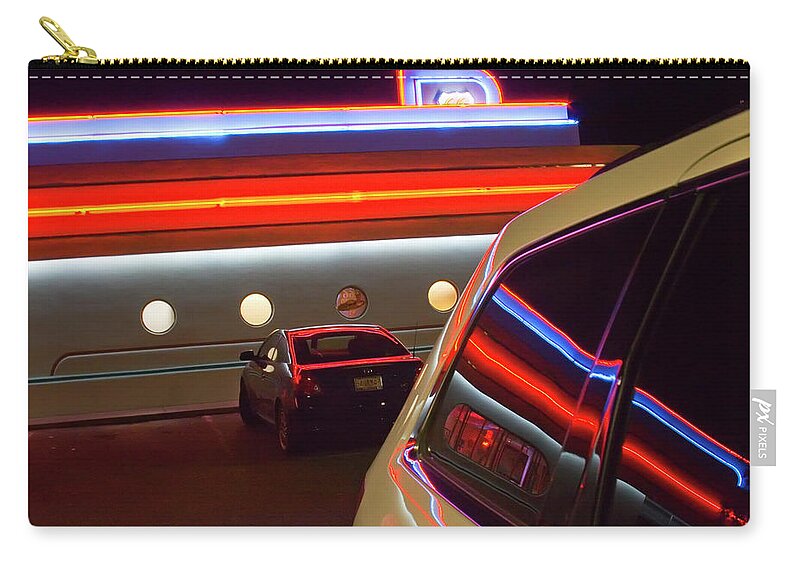 Night Zip Pouch featuring the photograph Diner 66 by Micah Offman