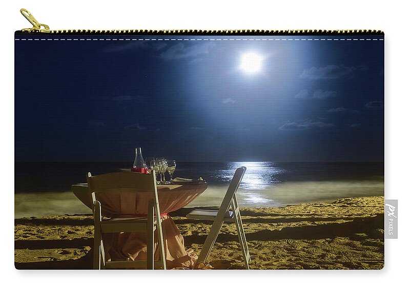 Punta Cana Carry-all Pouch featuring the photograph Dinner for Two in the Moonlight by Nicole Lloyd