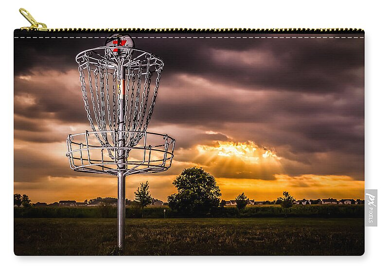 Disc Golf Basket Carry-all Pouch featuring the photograph Disc Golf Anyone? by Ron Pate