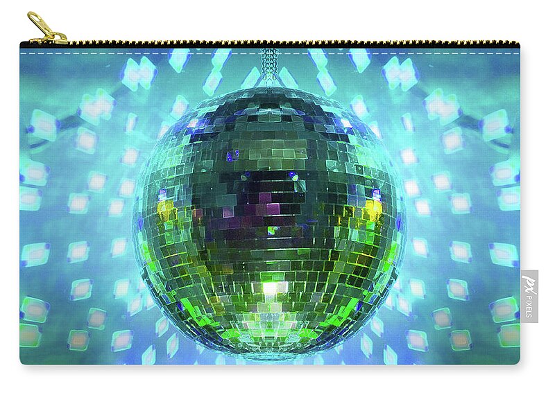 Disco Ball Zip Pouch featuring the photograph Disco Ball Light Blue by Andee Design
