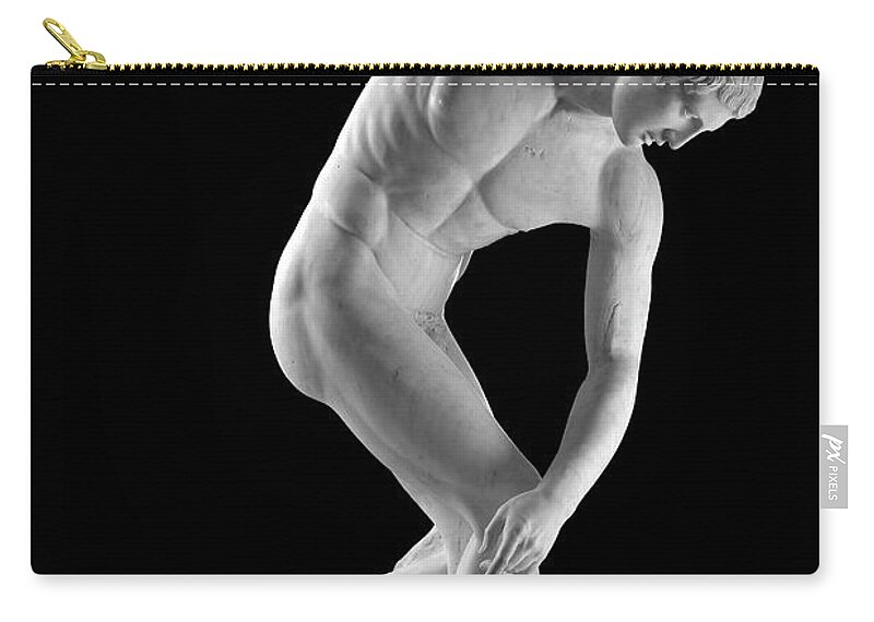 Discobolus Zip Pouch featuring the photograph Discobolus of Myron Discus Thrower Statue by Kathy Anselmo