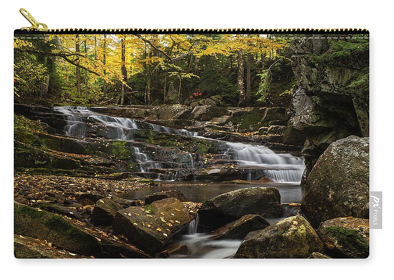 Discovery Zip Pouch featuring the photograph Discovery Falls Autumn by White Mountain Images