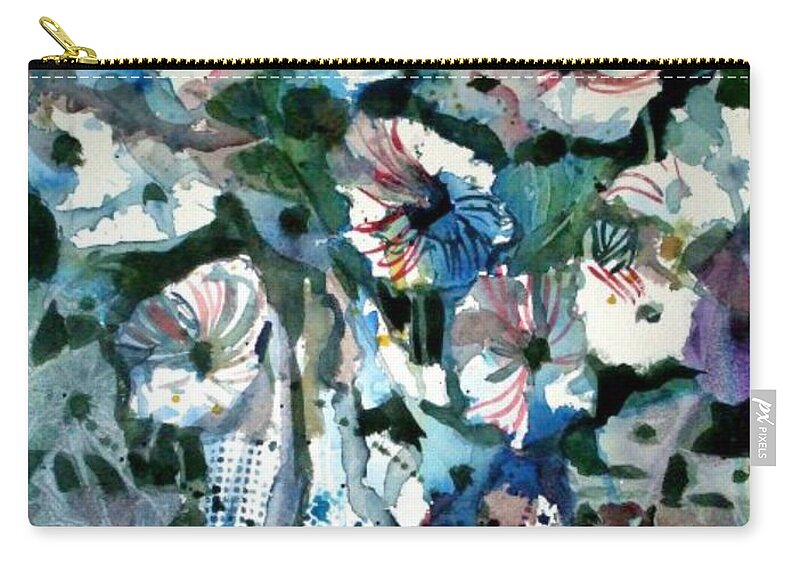 Petunias Zip Pouch featuring the painting Disney Petunias by Mindy Newman