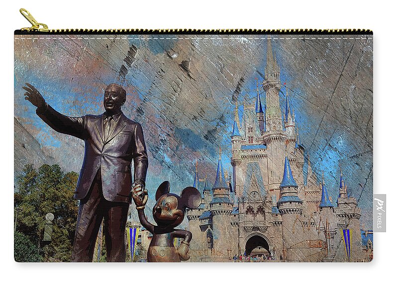 Disney Zip Pouch featuring the painting Disney World by Gull G