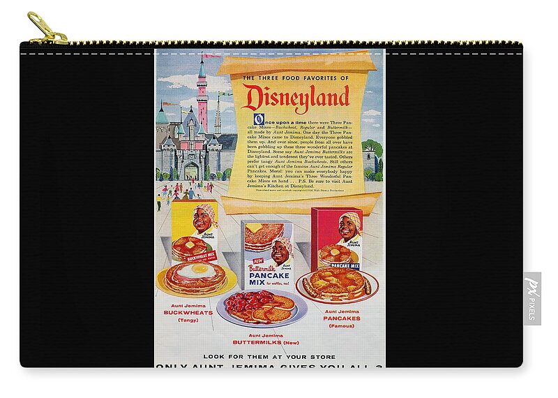 Black Americana Zip Pouch featuring the digital art Disneyland And Aunt Jemima Pancakes by Kim Kent
