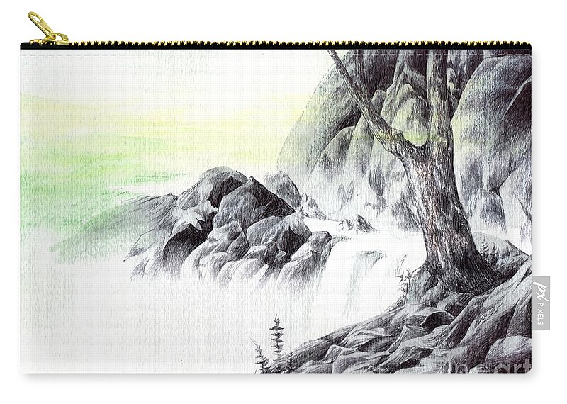 Pen Zip Pouch featuring the drawing Distance by Alice Chen