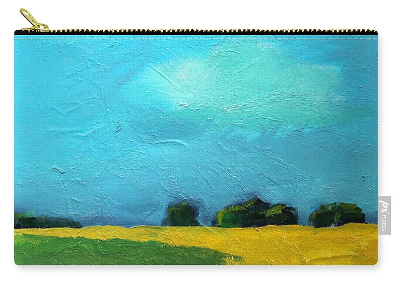 Semi Abstract Landscape Painting Zip Pouch featuring the painting Distance by Nancy Merkle