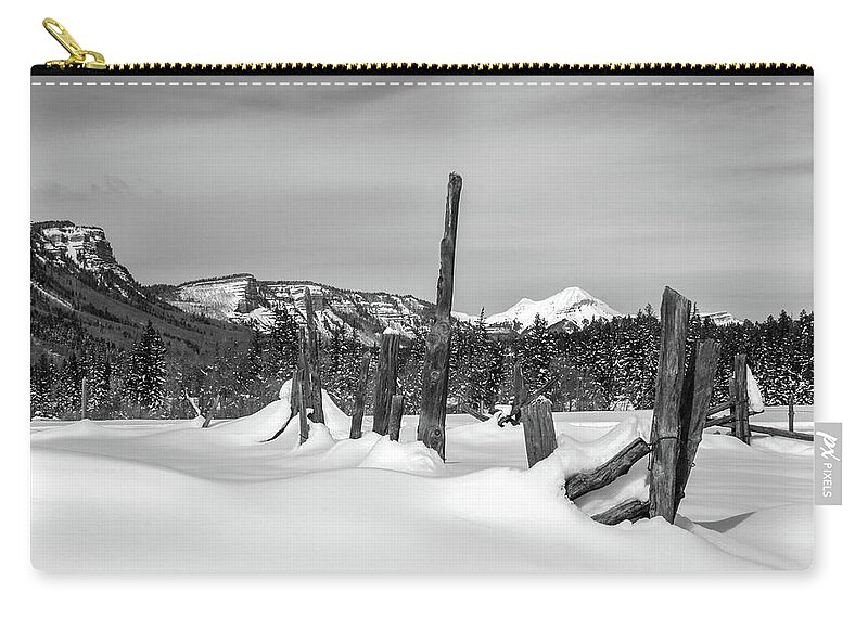 Black And White Zip Pouch featuring the photograph Distant Engineer in Black and White by Jen Manganello