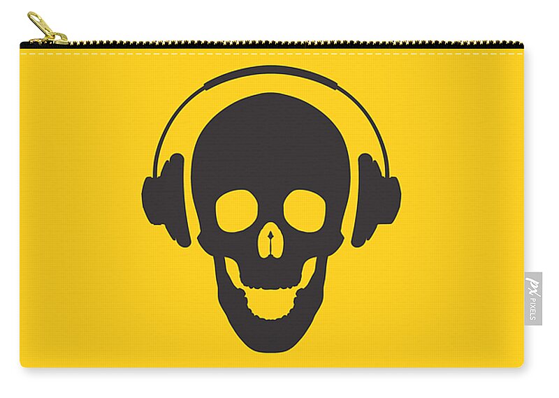 Skull Zip Pouch featuring the photograph DJ Skeleton by Pixel Chimp