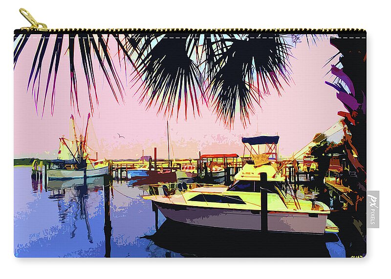 Waterfront Zip Pouch featuring the painting DJ's Marina by CHAZ Daugherty