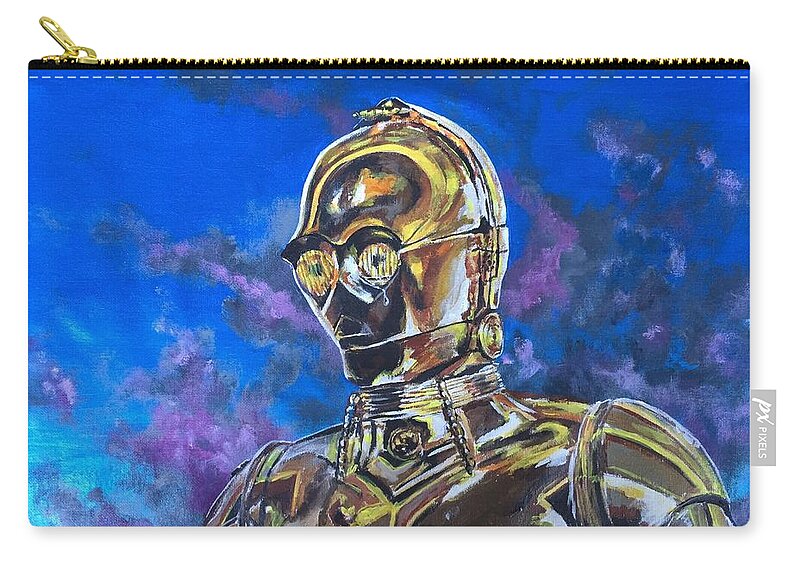 Pop Art Zip Pouch featuring the painting Do Droids Cry Electric Tears? by Joel Tesch