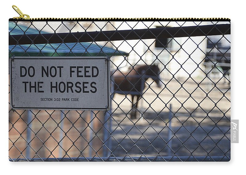 Horse Zip Pouch featuring the photograph Do not feed the horses by Erik Burg