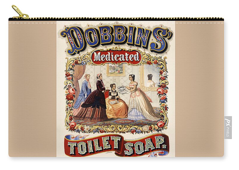 Black Americana Zip Pouch featuring the digital art Dobbins Medicated Toilet Soap by Kim Kent